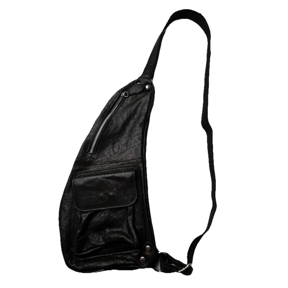 Anonimo Fiorentino Black Leather Made in Italy Sling Bag